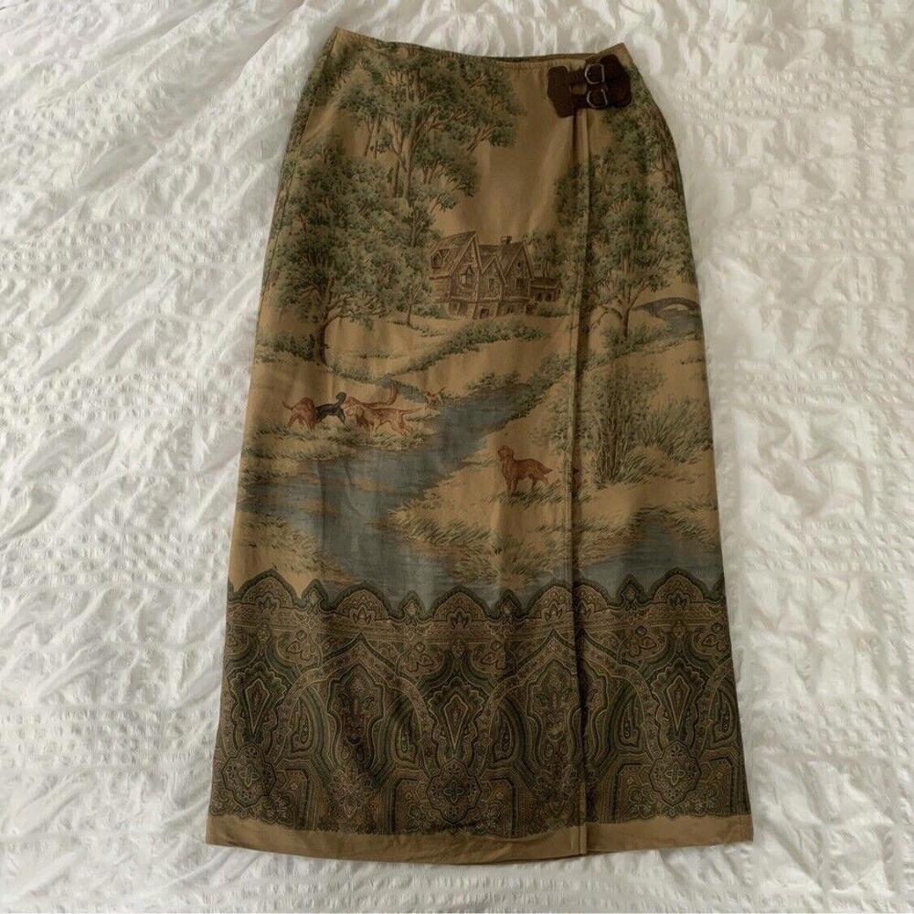 Vintage Womens Polo Ralph Lauren Skirt Western Dog Country Style - Size 12 - Picture 6 of 16